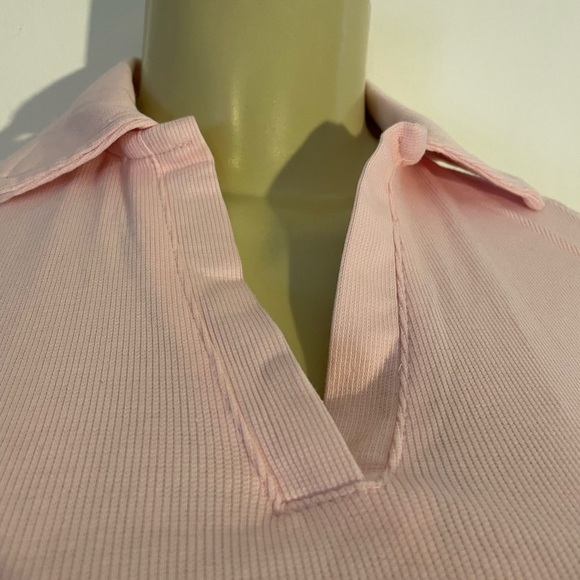 ZARA Pink Fitted Crop Polo Shirt - Picture 2 of 3
